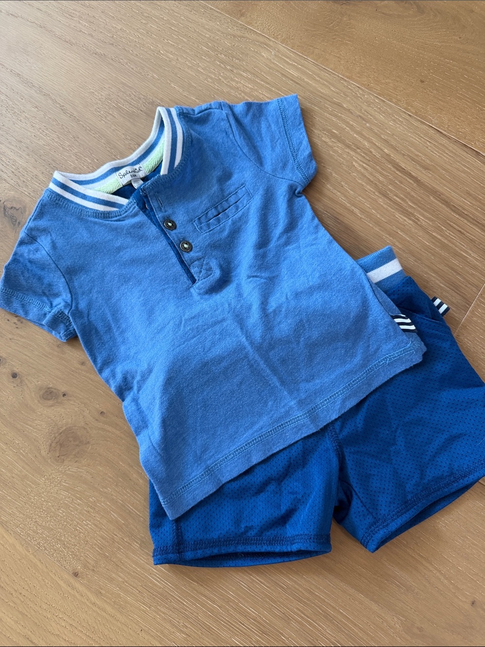 Splendid Blue Polo Tee and Shorts Set